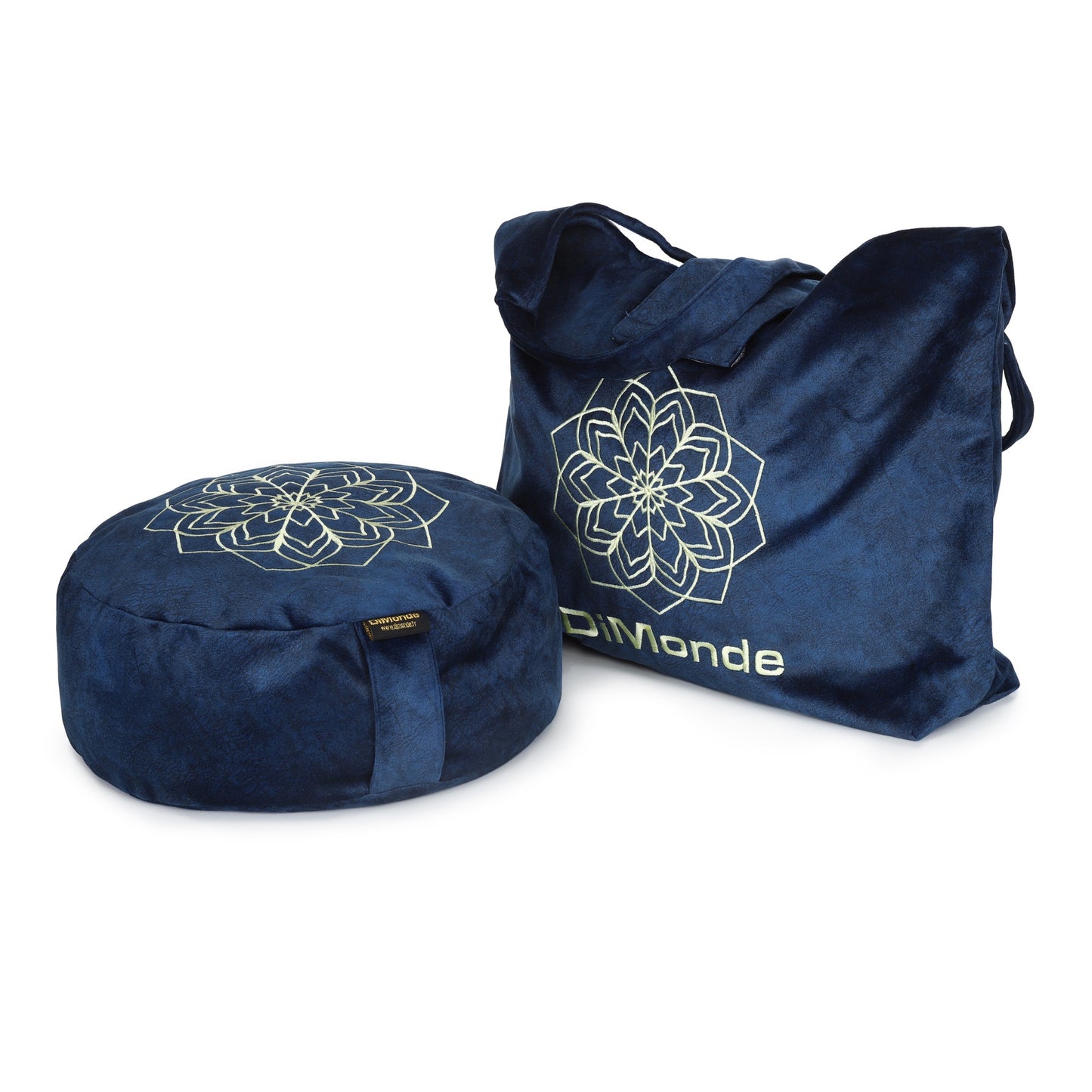 DiMonde Coussin de Méditation avec Sac en Suède - Bleu