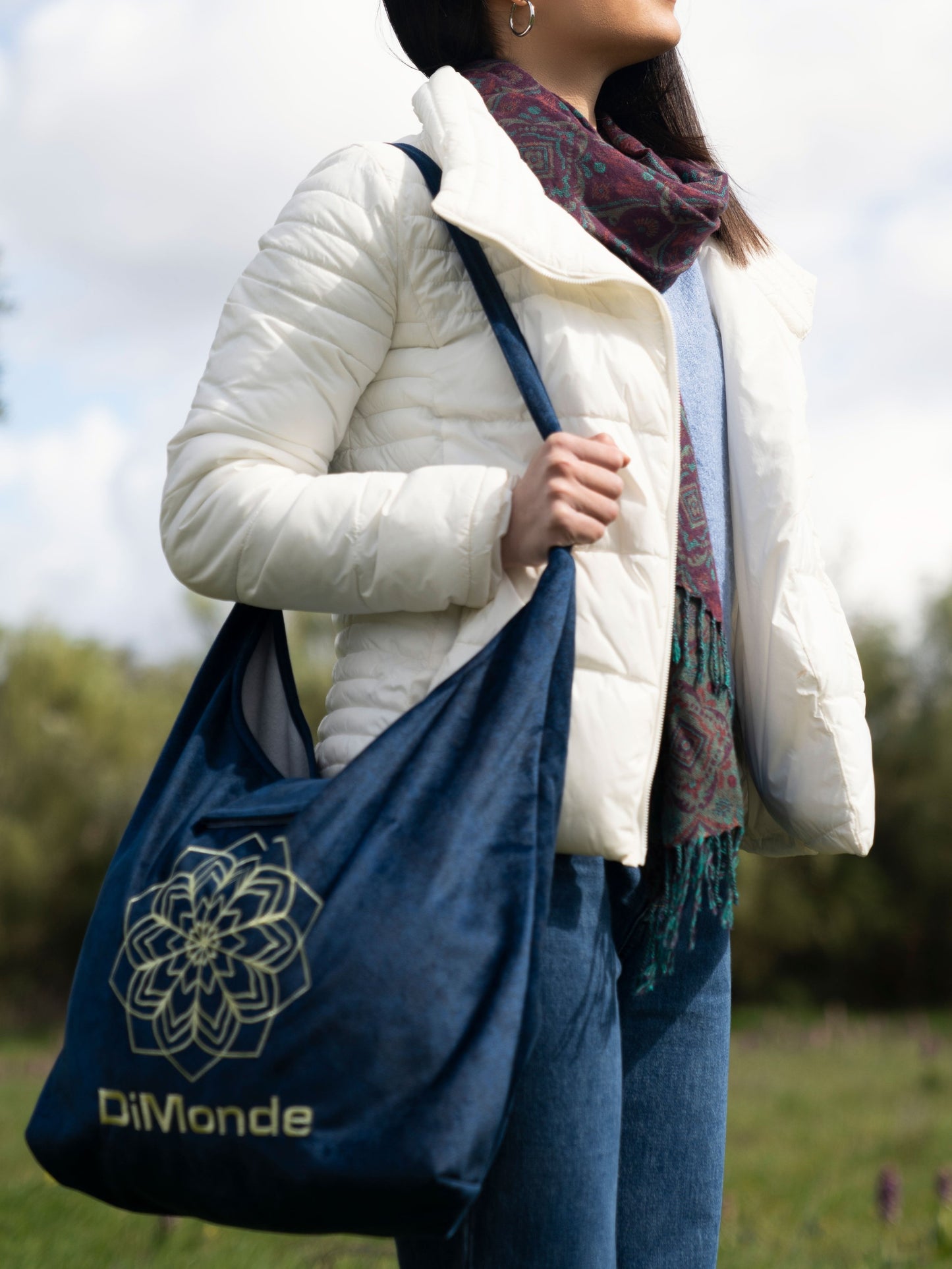 DiMonde Coussin de Méditation avec Sac en Suède - Bleu